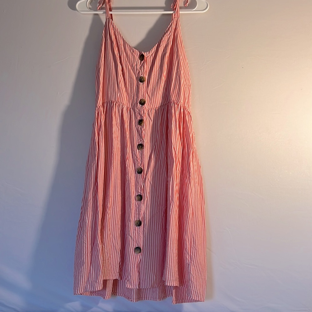 Light pink& white striped dress